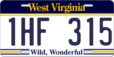 WV license plate 1HF315