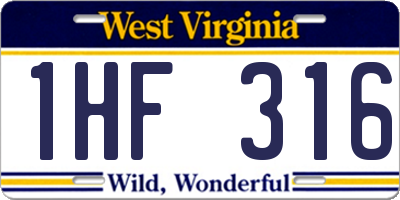 WV license plate 1HF316