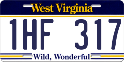 WV license plate 1HF317