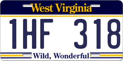 WV license plate 1HF318