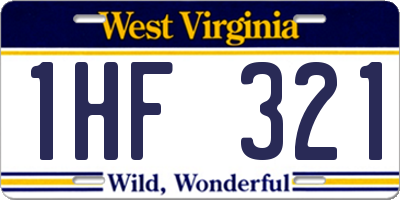 WV license plate 1HF321