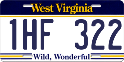 WV license plate 1HF322