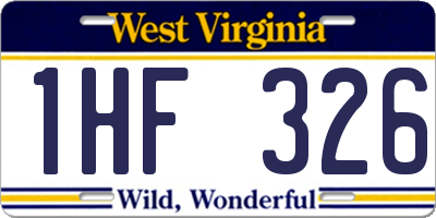 WV license plate 1HF326