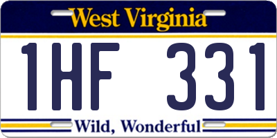 WV license plate 1HF331