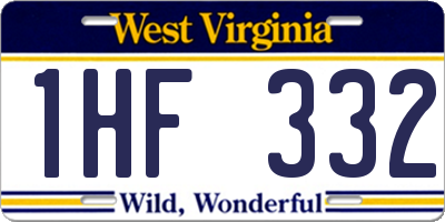 WV license plate 1HF332