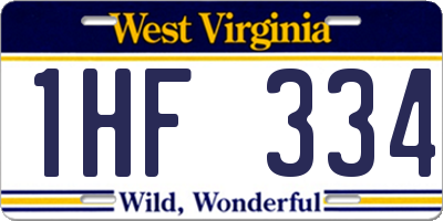 WV license plate 1HF334
