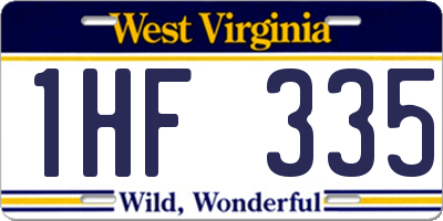 WV license plate 1HF335