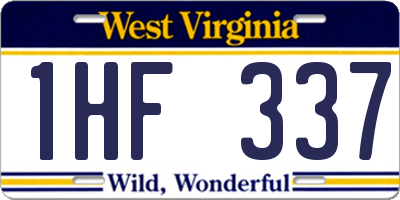 WV license plate 1HF337