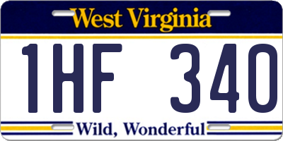 WV license plate 1HF340