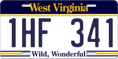 WV license plate 1HF341