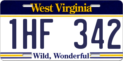 WV license plate 1HF342