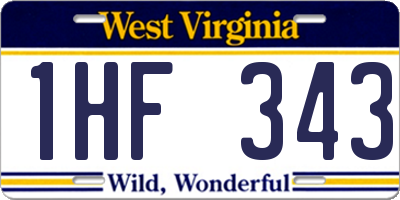 WV license plate 1HF343