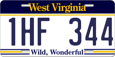 WV license plate 1HF344
