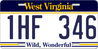 WV license plate 1HF346