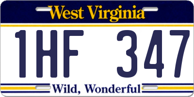 WV license plate 1HF347