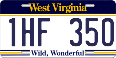WV license plate 1HF350
