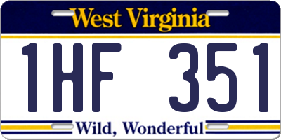 WV license plate 1HF351