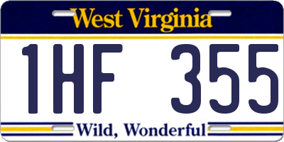 WV license plate 1HF355
