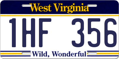 WV license plate 1HF356