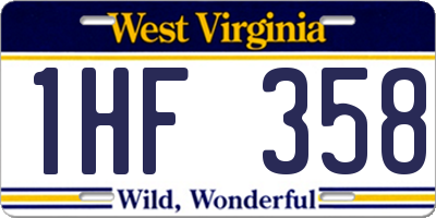 WV license plate 1HF358