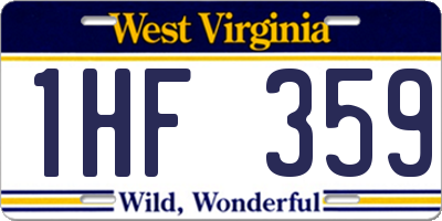 WV license plate 1HF359