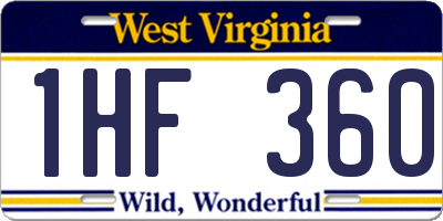 WV license plate 1HF360