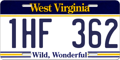 WV license plate 1HF362