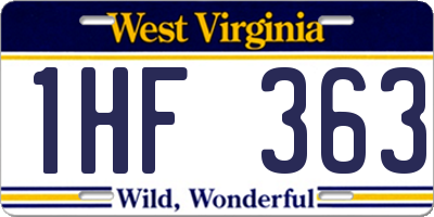 WV license plate 1HF363