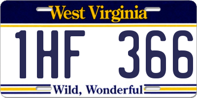 WV license plate 1HF366