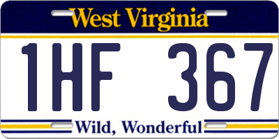 WV license plate 1HF367