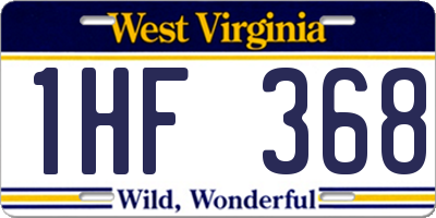 WV license plate 1HF368