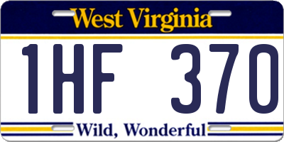 WV license plate 1HF370
