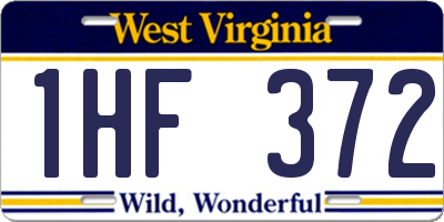 WV license plate 1HF372