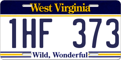 WV license plate 1HF373
