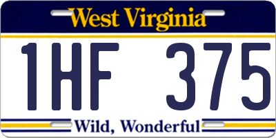 WV license plate 1HF375