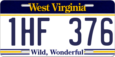WV license plate 1HF376