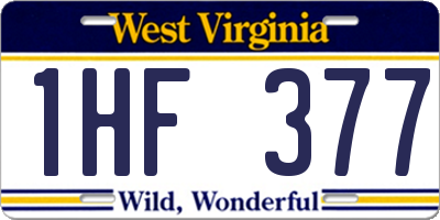 WV license plate 1HF377