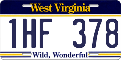 WV license plate 1HF378