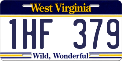 WV license plate 1HF379