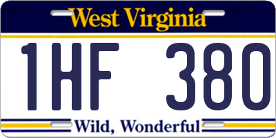 WV license plate 1HF380