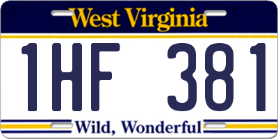 WV license plate 1HF381