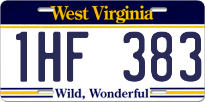 WV license plate 1HF383