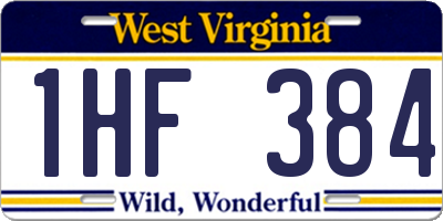 WV license plate 1HF384