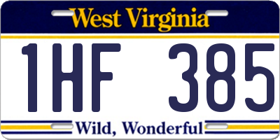 WV license plate 1HF385