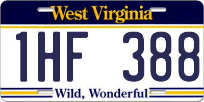 WV license plate 1HF388