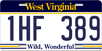 WV license plate 1HF389
