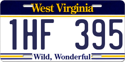 WV license plate 1HF395