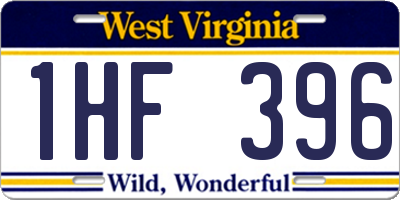 WV license plate 1HF396