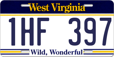 WV license plate 1HF397