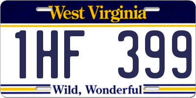 WV license plate 1HF399